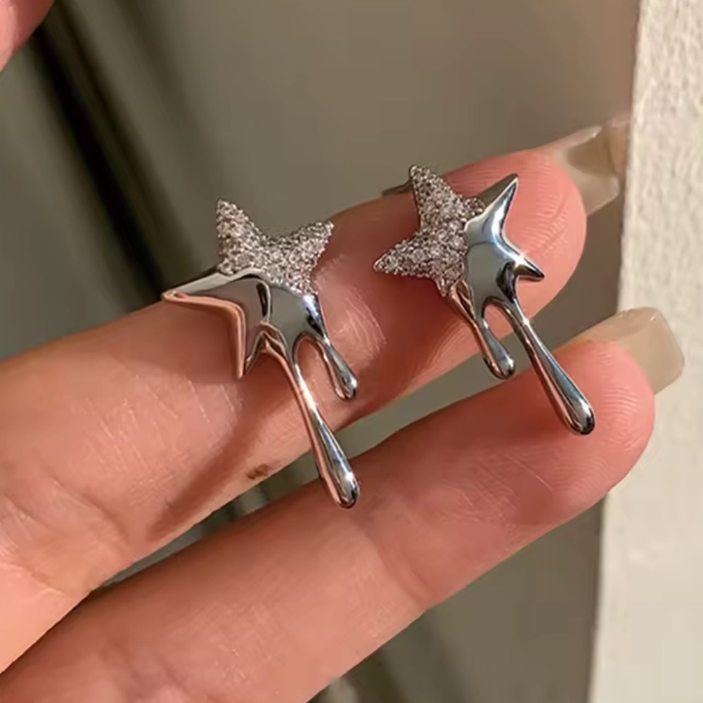 Anthropologie Silver Star Drip Earrings